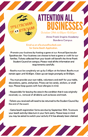 Spooktacular Business Game Booth flyer 